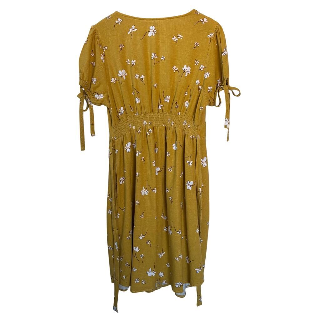 Universal Threads Woven Blend Dress Womens Medium Mustard Yellow Floral Prairie - Picture 4 of 8